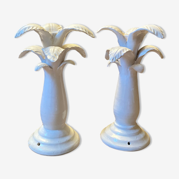 Pair of Jean Roger ceramic palm lamps