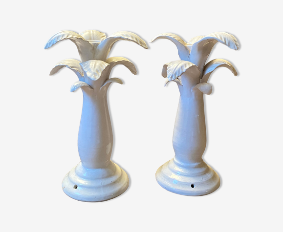 Paire de lampes palmier en céramique Jean Roger