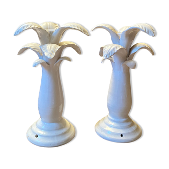 Pair of Jean Roger ceramic palm lamps