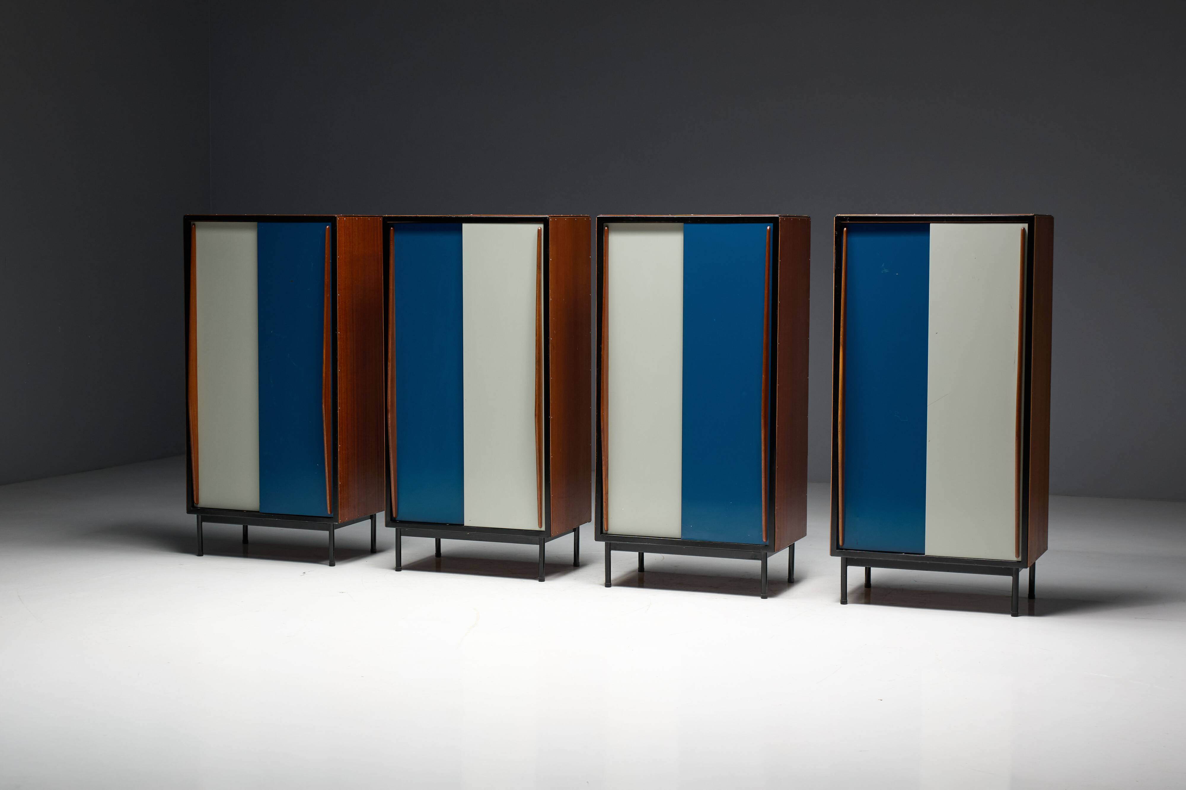 Modernist wardrobes by Willy Van Der Meeren for Tubax, Belgium, 1950s