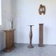 Paire de sellettes colonnes en bois 1950