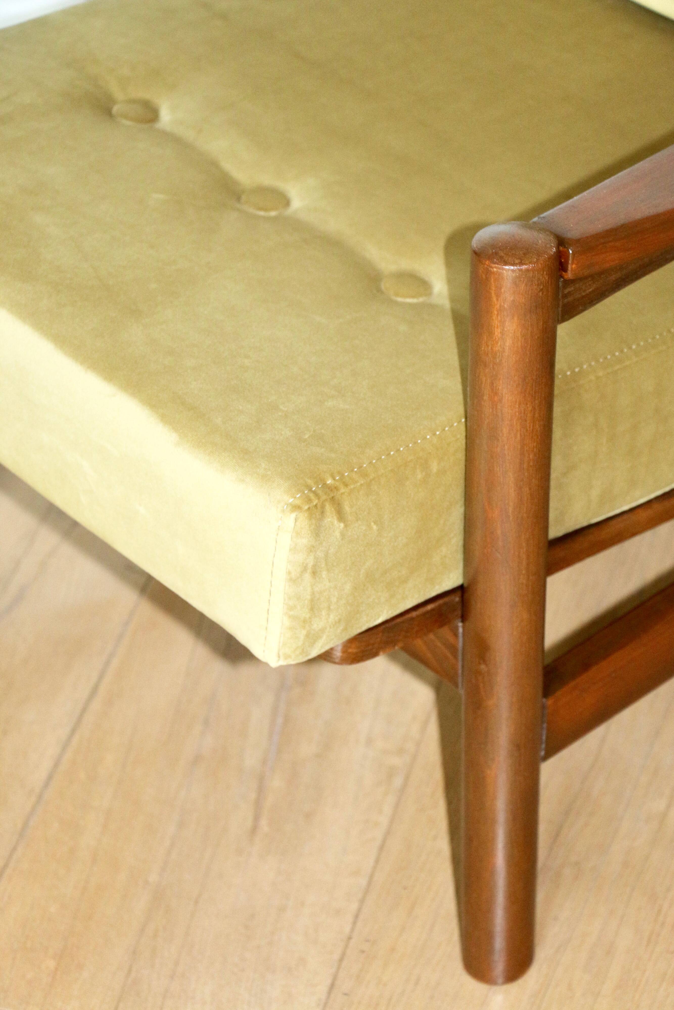 Fauteuil Vintage en Velours Olive, Années 70
