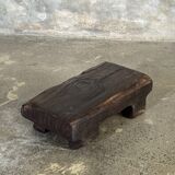 Small stool, black solid teak accent stool wabi-sabi L30 W8.5 H6.