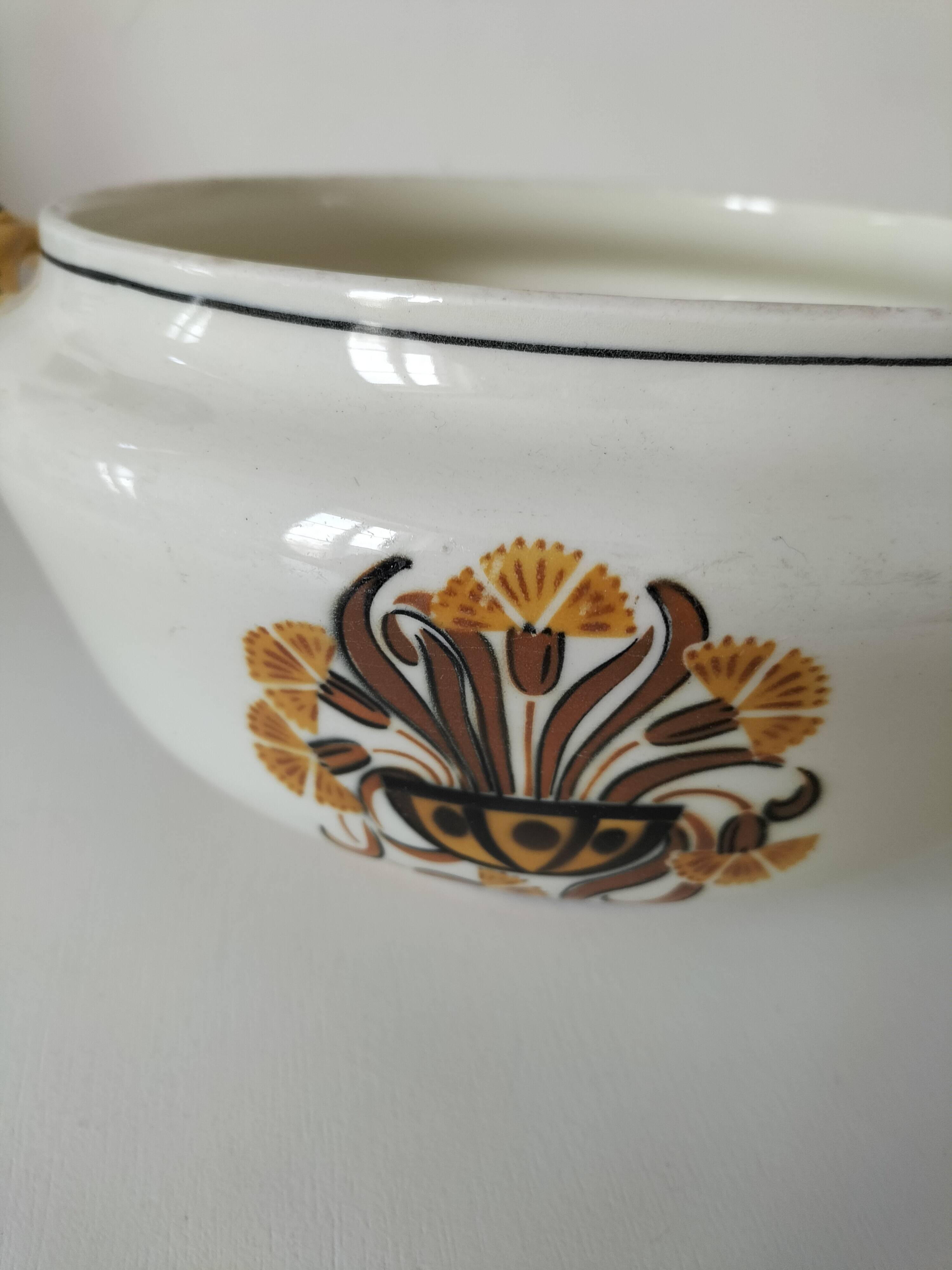 Pair of earthenware plates from Creil and Montereau, decorated with carnations, 1876-1920