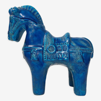 Ceramic horse in Rimini blue by Aldo Londi