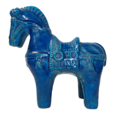 Ceramic horse in Rimini blue by Aldo Londi