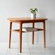 1960s Scandinavian oak coffee table with slatted shelf