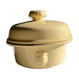 Glazed light yellow ceramic terrine