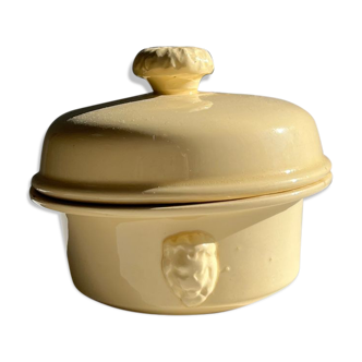 Glazed light yellow ceramic terrine