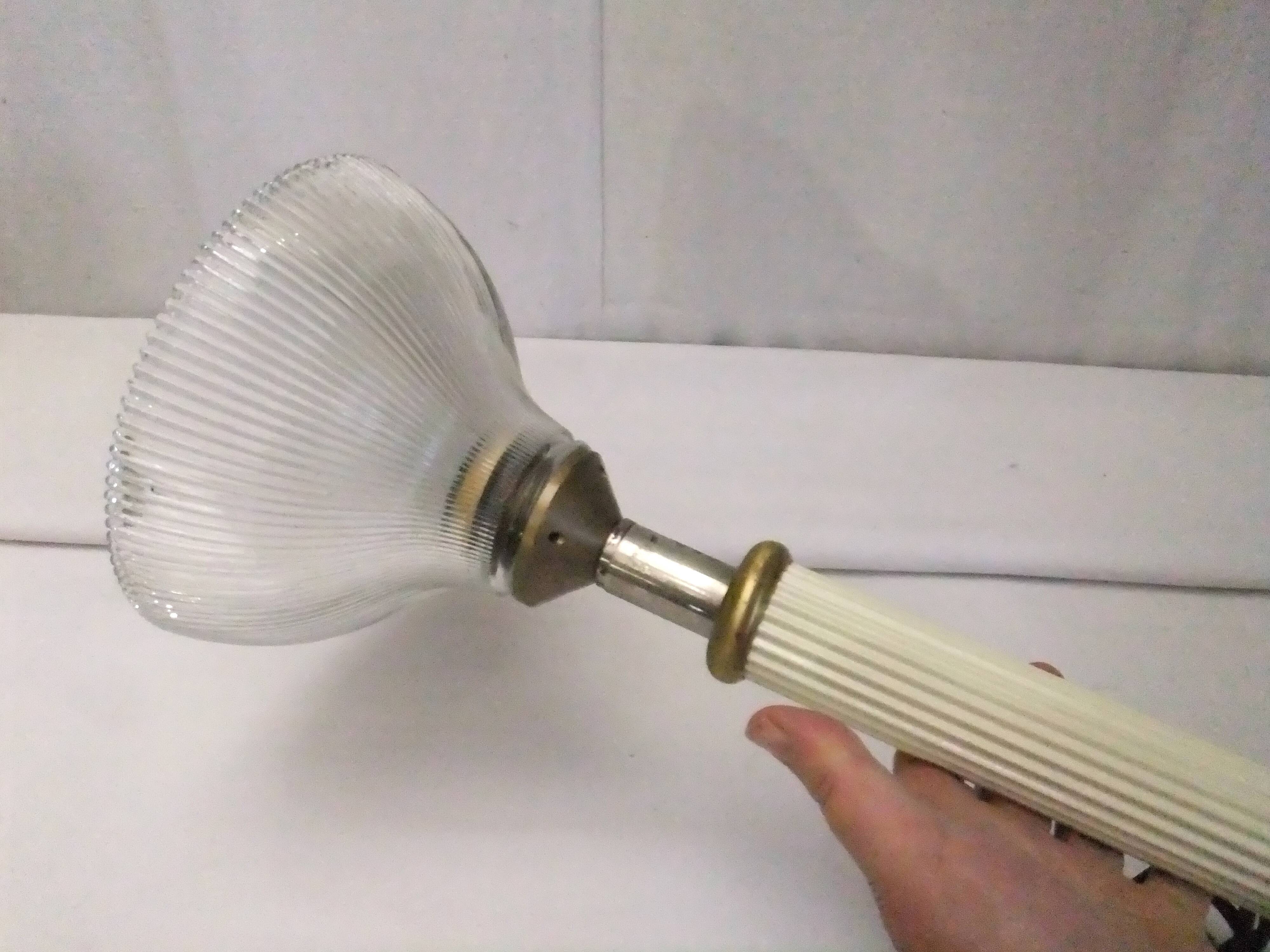 Large vintage column lamp from the 50s, molded glass floor lamp