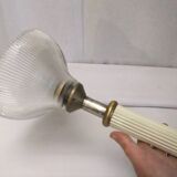 Large vintage column lamp from the 50s, molded glass floor lamp