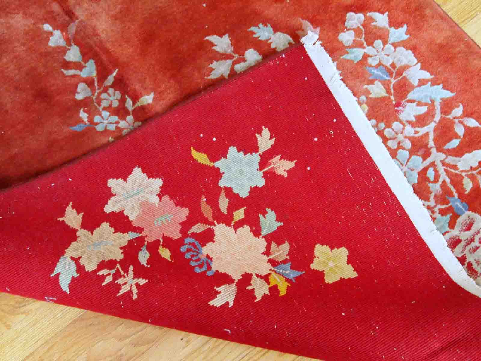 Antique Chinese carpet Art Deco handmade 125cm x 195cm 1920s