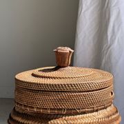 Large Indonesian wicker fishing basket with lid H65 D33