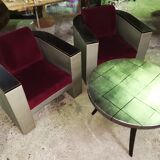 Set f 2 vintage club chairs and table