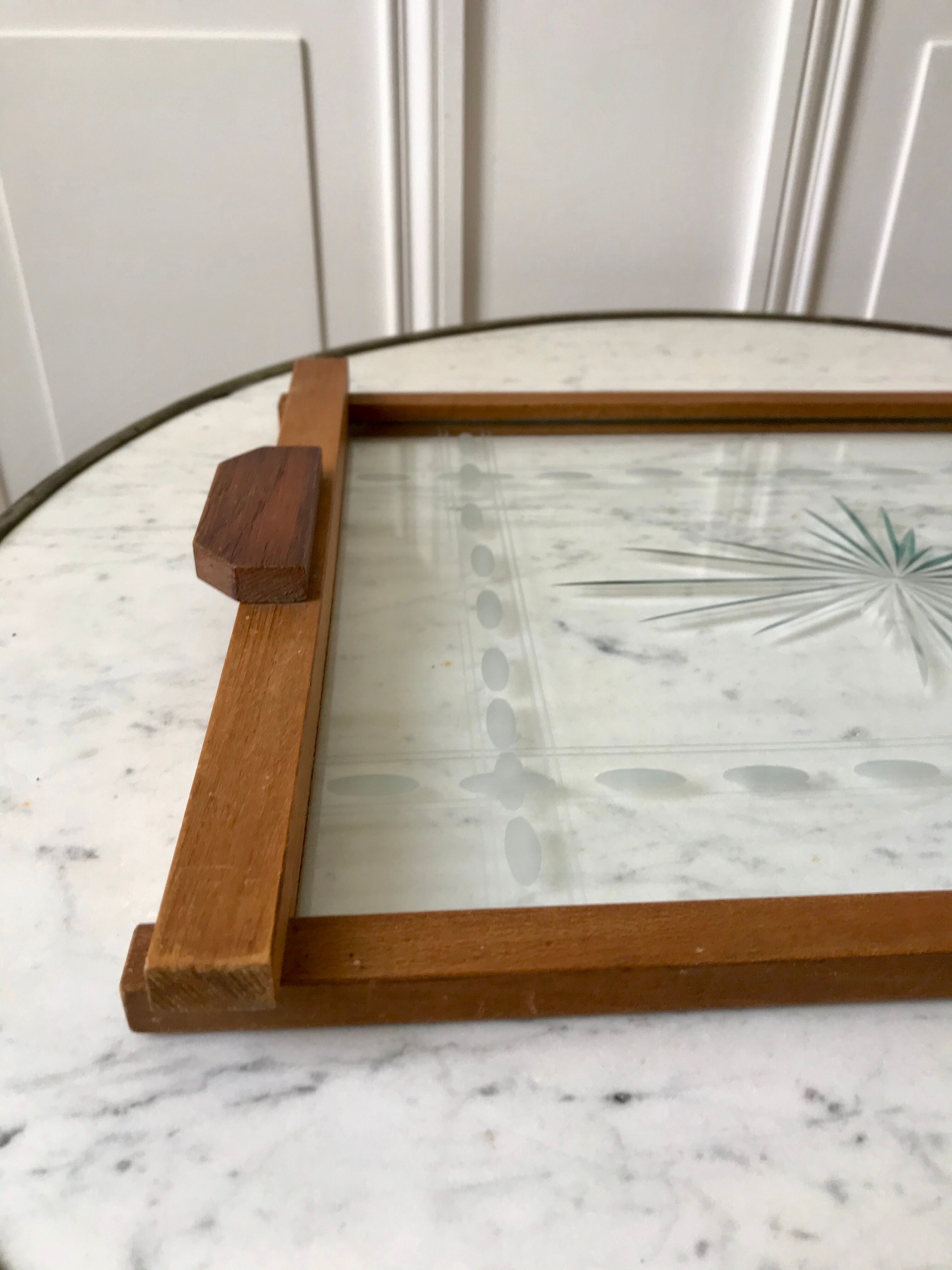 Wooden top and art deco glass 30s