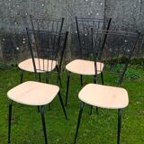 Four faux-wood Formica chairs, 50s/60s