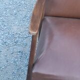 Pair of vintage Scandinavian style armchairs with moleskine compass legs from the 1950s