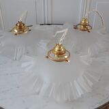 Pleated suspension in frosted glass 50s