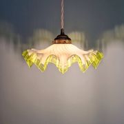 Art Deco suspension in white opaline with a scalloped design, 1920-30.