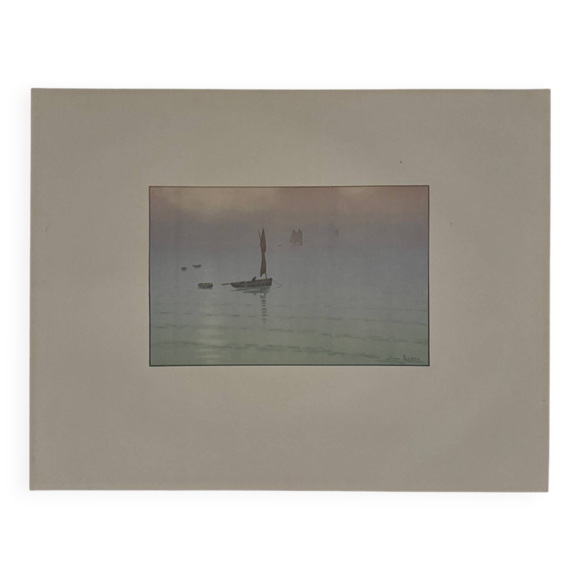 Lithograph by Henri Rivière The Beautiful Country of Brittany - Mist at Sea