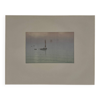Lithograph by Henri Rivière The Beautiful Country of Brittany - Mist at Sea