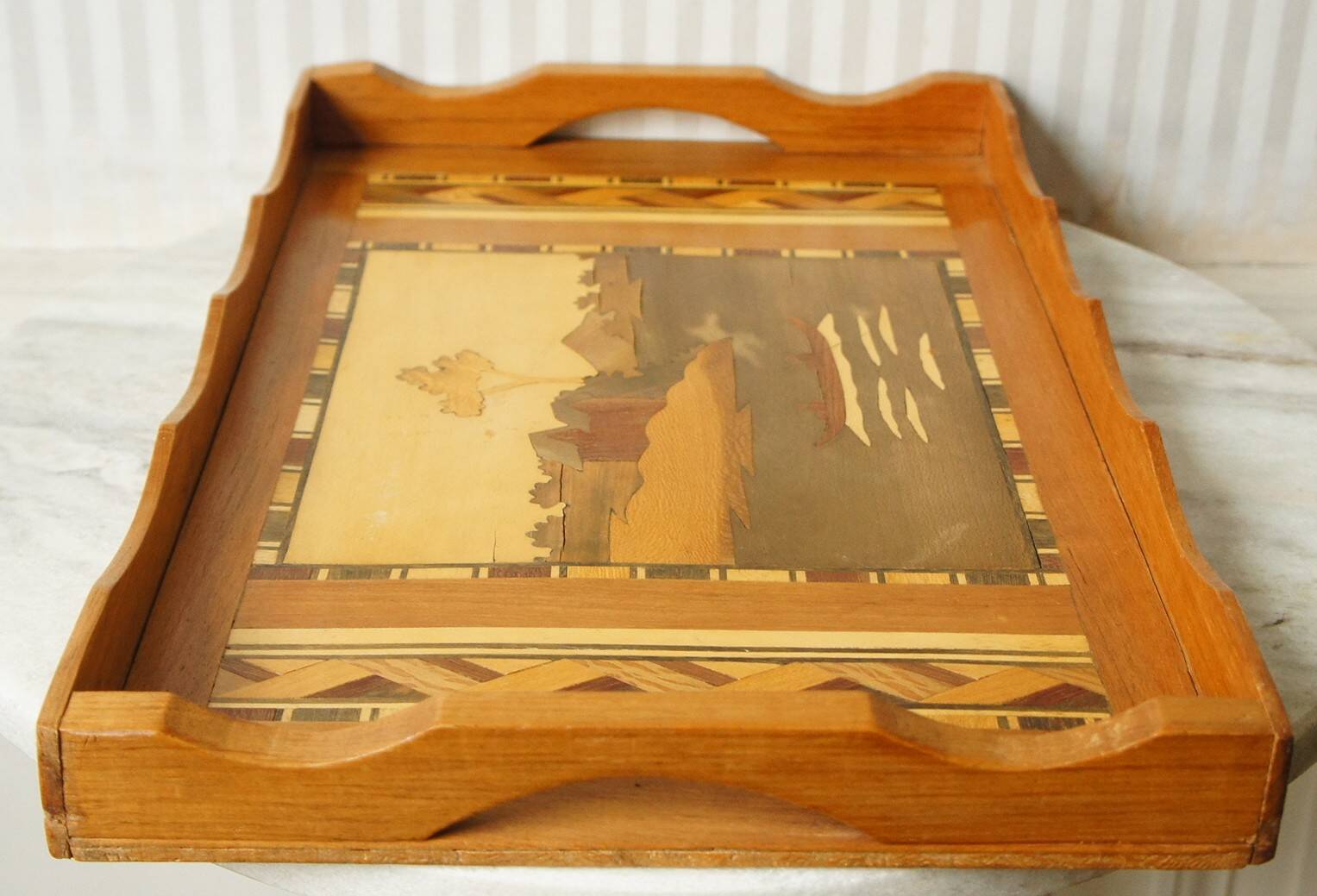 Madagascar wood marquetry tray
