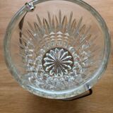 Glass ice bucket, stainless steel handle