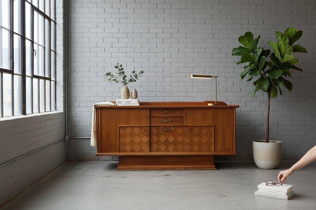Vintage wooden sideboard in Art Deco style