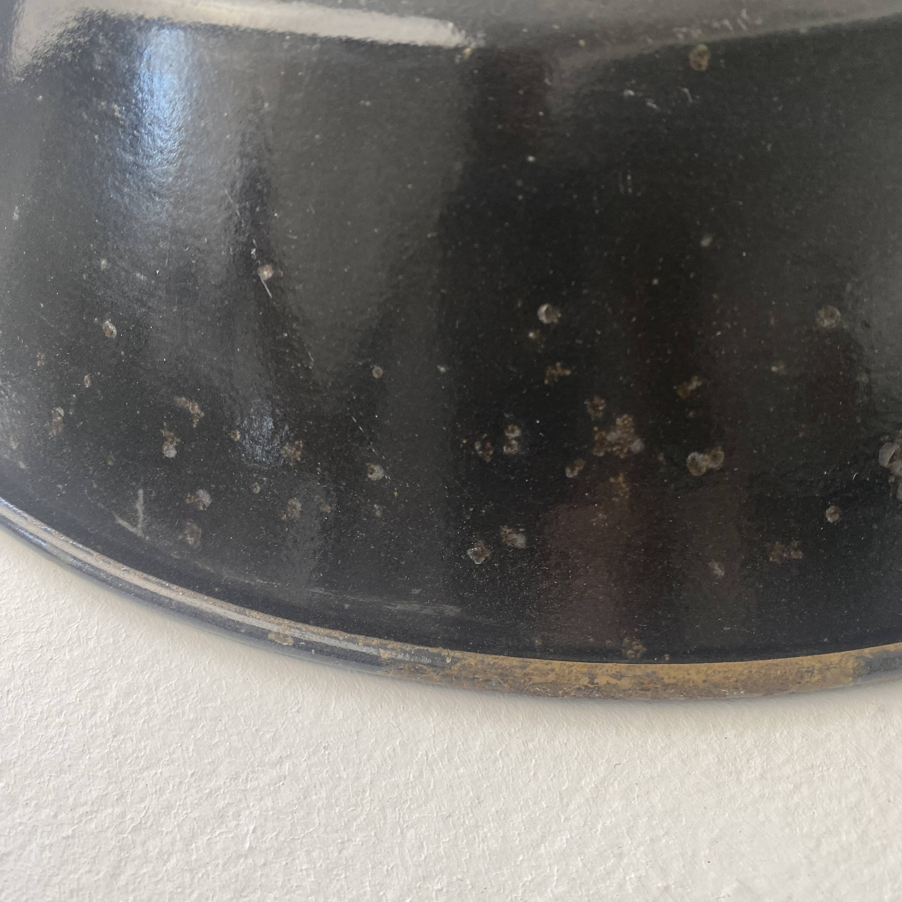 Old industrial pendant light in black enamel 40 cm