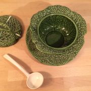 Ceramic cabbage service: salad bowl and tureen