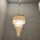 Mid-century italian brass acrylic chandelier lamp