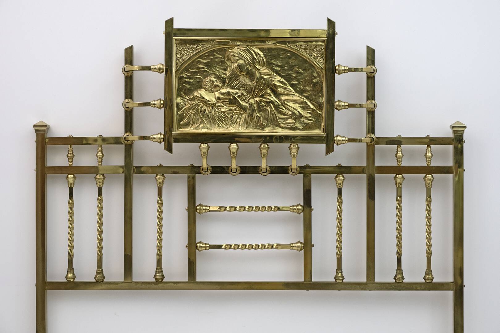 Lit double Art nouveau en laiton italien, début des années 1900