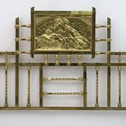 Art Nouveau Italian Brass Double Bed, Early 1900s