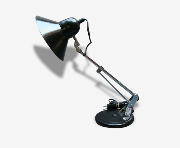 Lampe articulée noire en métal design Aluminor, Lampe de bureau, table ou  chevet, Années 70 | Selency