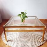 Square metal and glass coffee table
