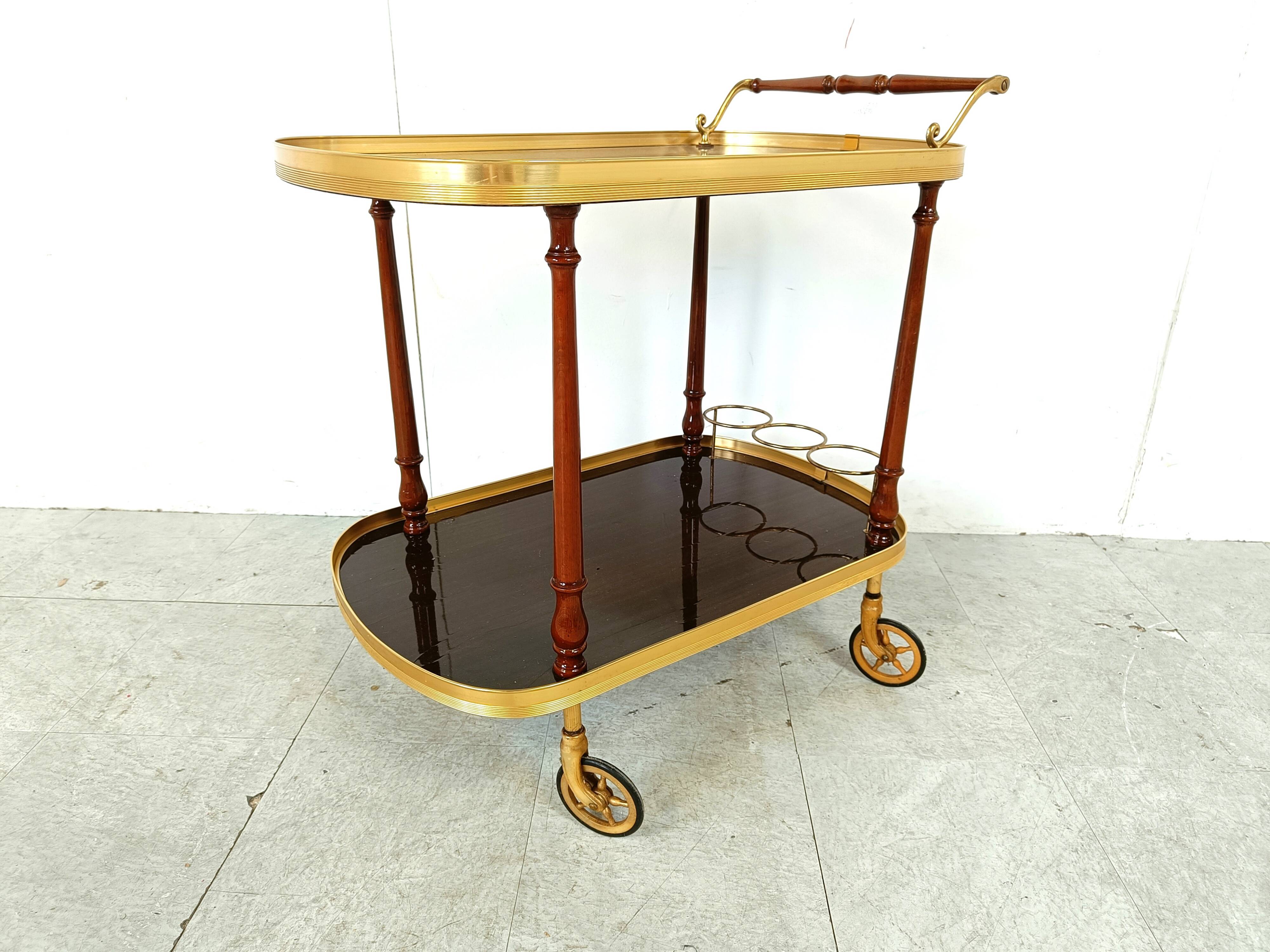 Neoclassical brass drinks  trolley, 1960s