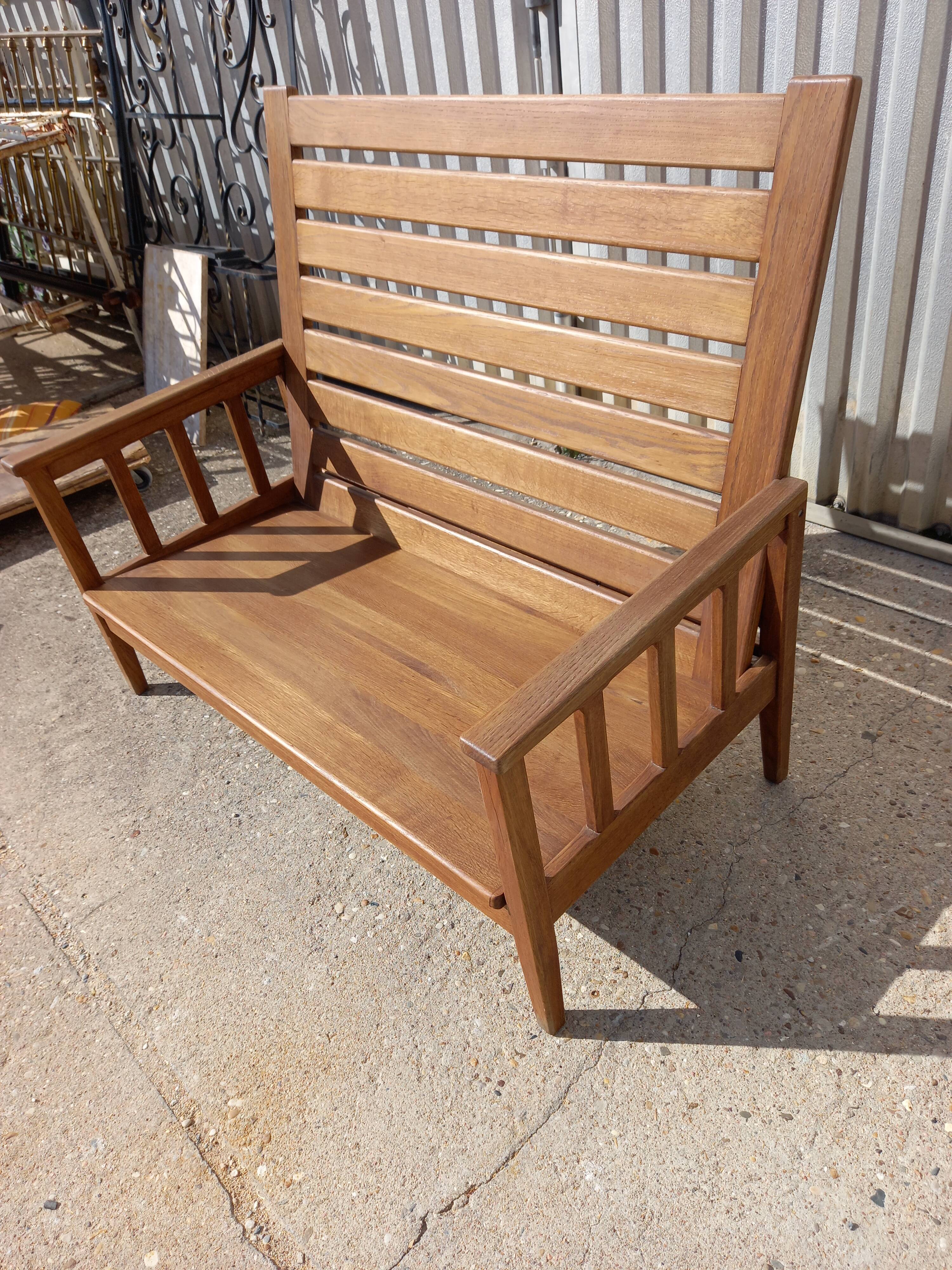 Scandinavian style oak bench in the 60s