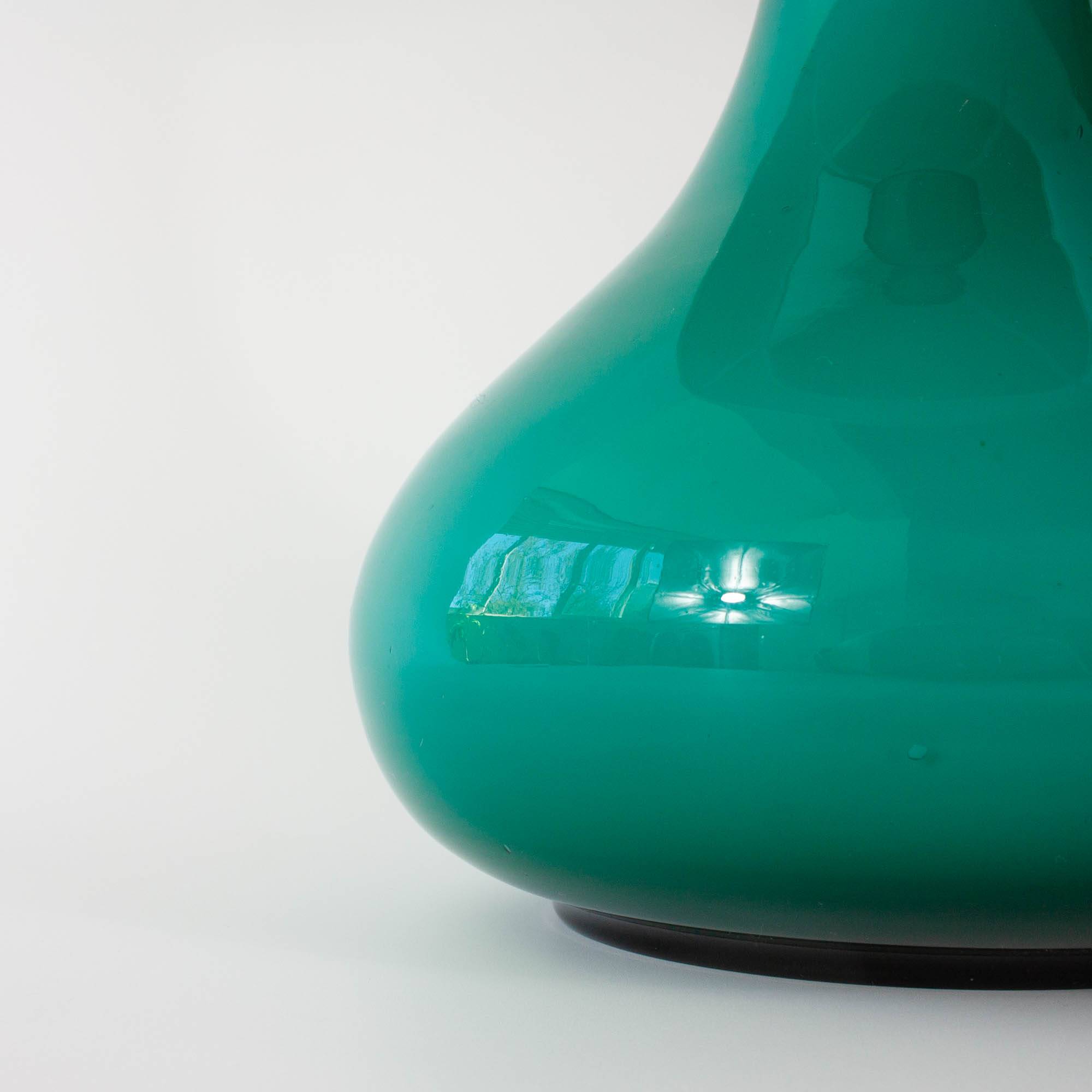 Vintage 1960s Portuguese Turquoise Opaline Glass Table Lamp