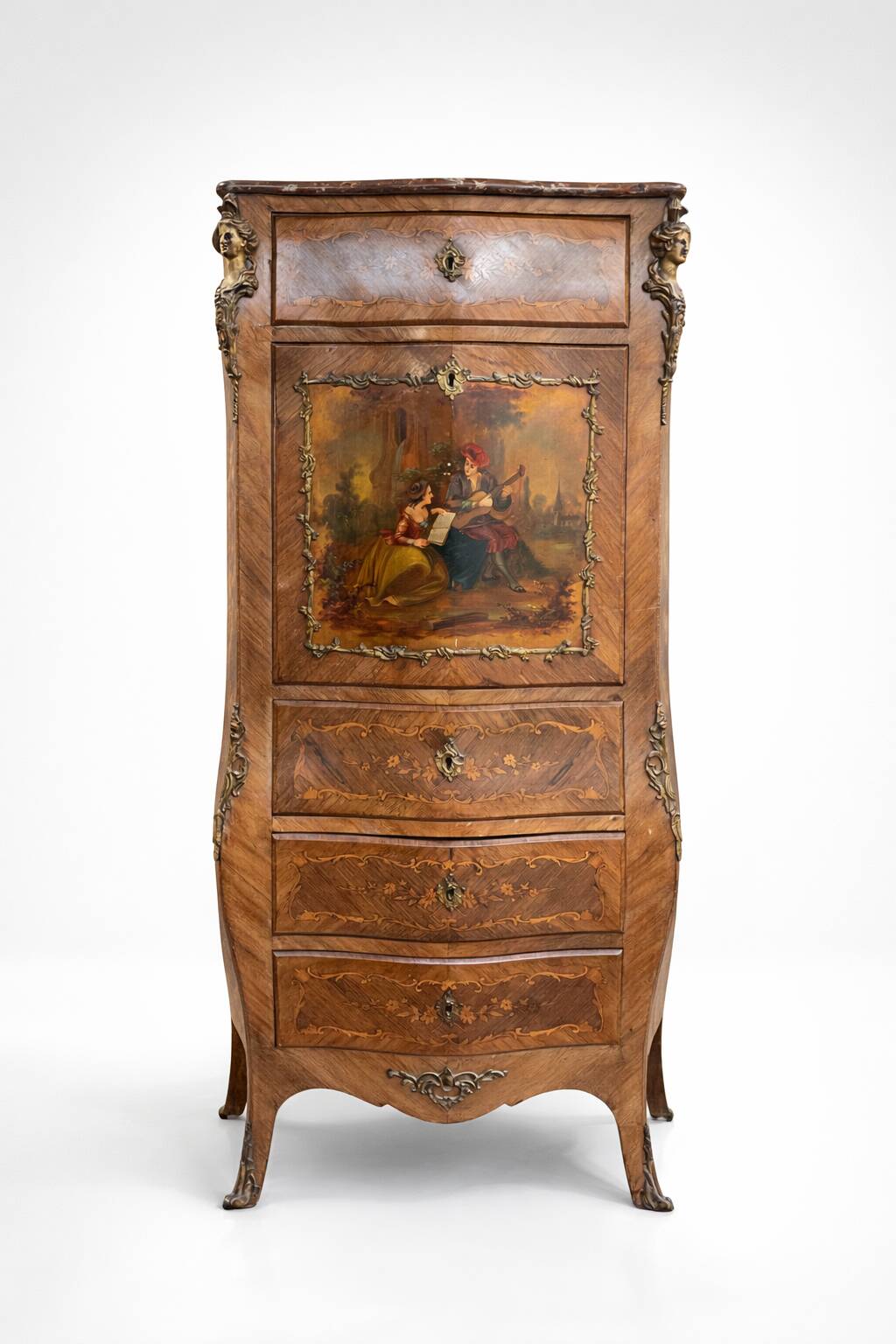 Louis XV style secretary with painting