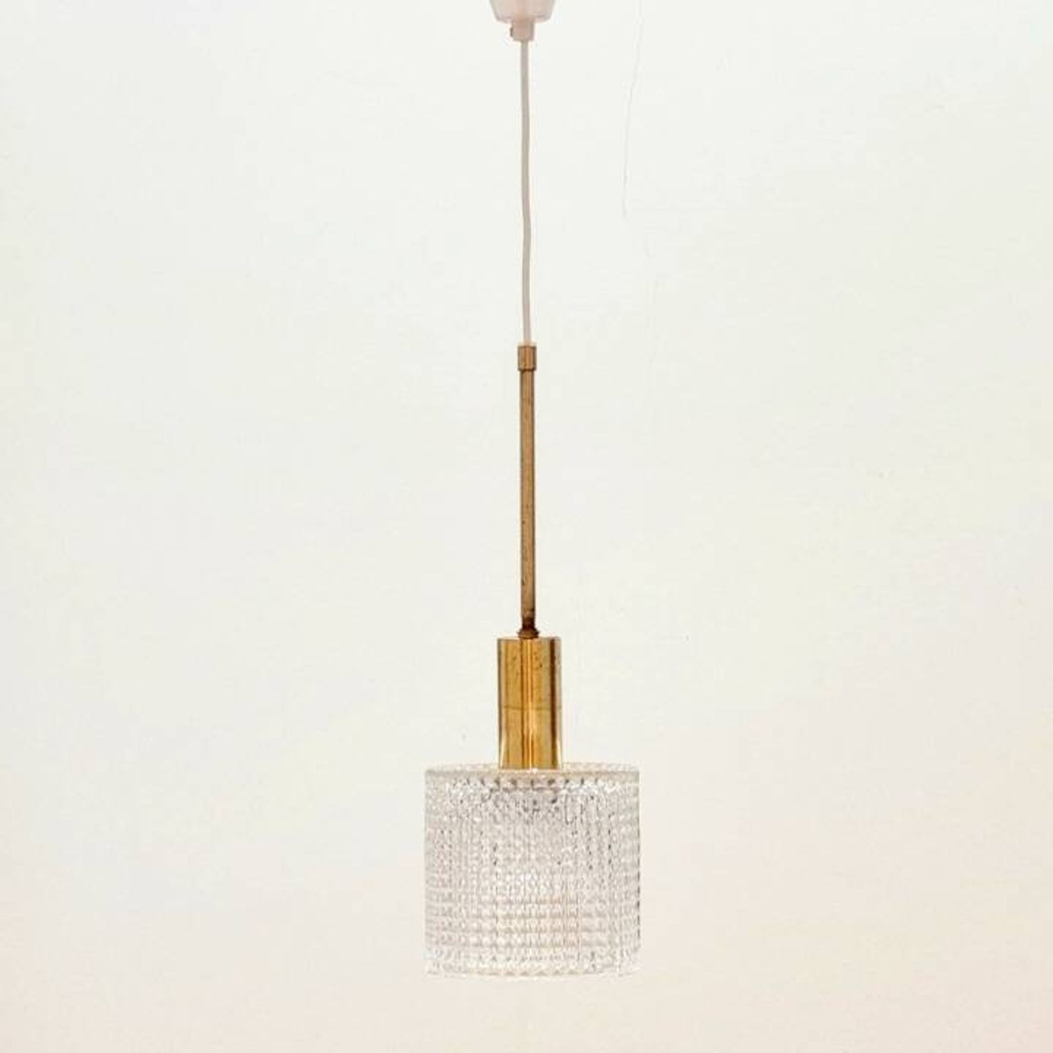 Mid-Century Scandinavian Crystal Glass & Brass Ceiling Light by Fagerlund