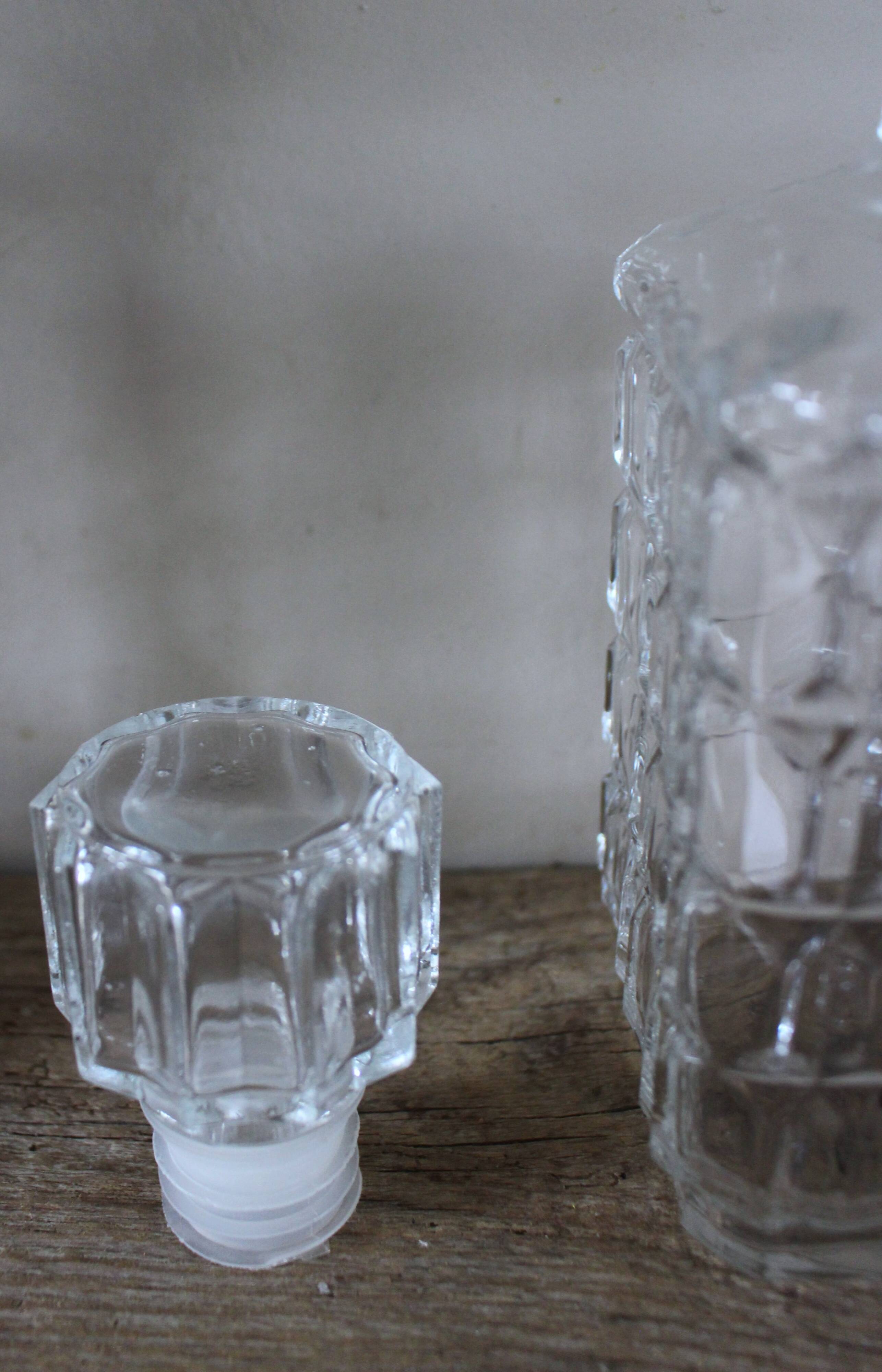 Vintage relief square glass whisky carafe