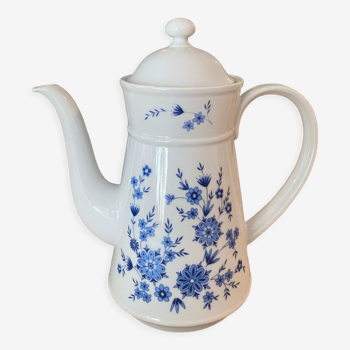 Cafetière théière porcelaine fleurie bleu vintage ancien bavaroise allemande