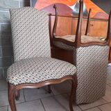 6 chaises Louis XV – tapisserie traditionnelle à ressorts – bois massi