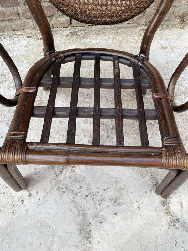 Fauteuil bambou et cannage adulte