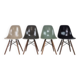 Eames Herman Miller DSW side chairs in light greige / elephant grey / seafoam green / black