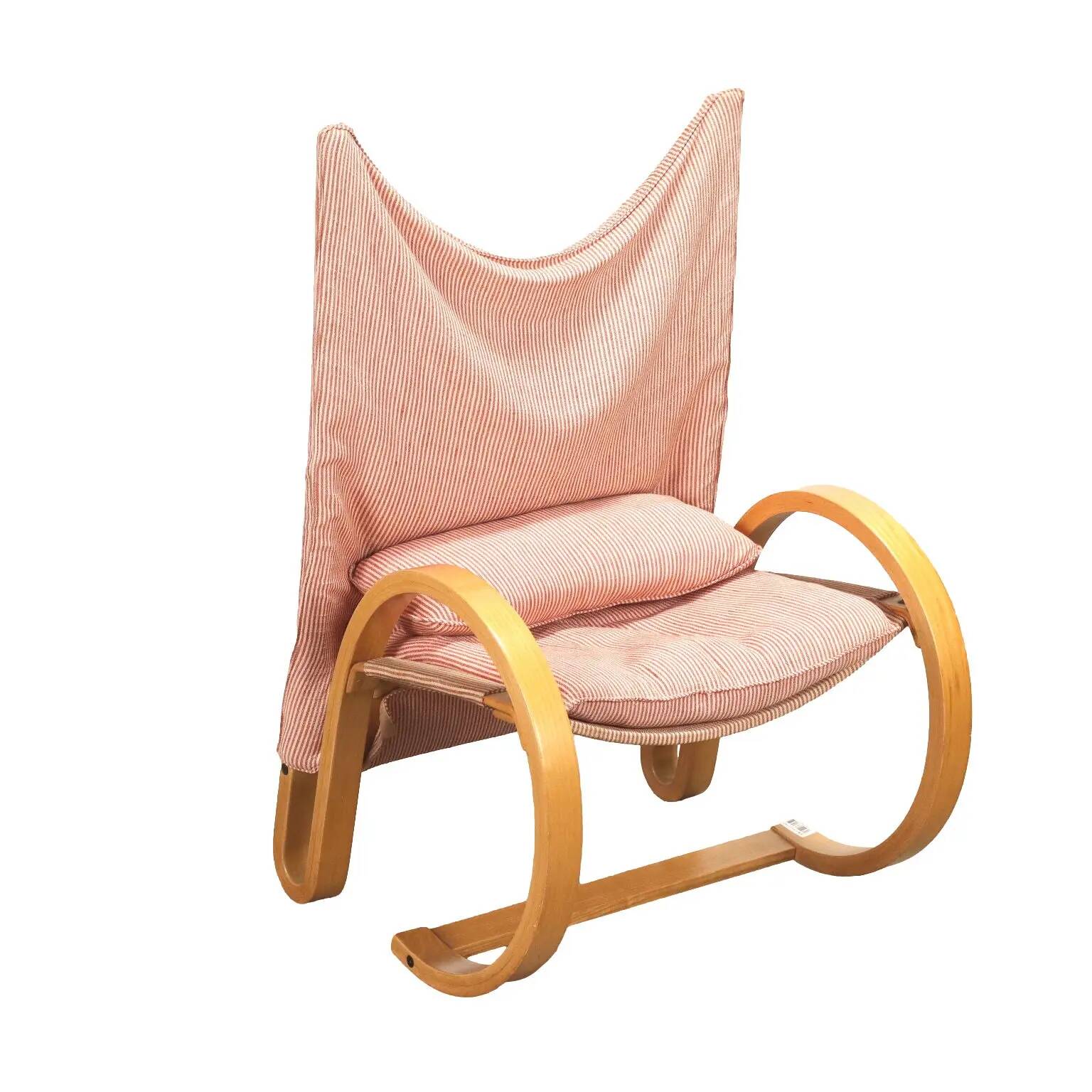 Vintage armchair from the 1970s in wood and fabric, Italy.