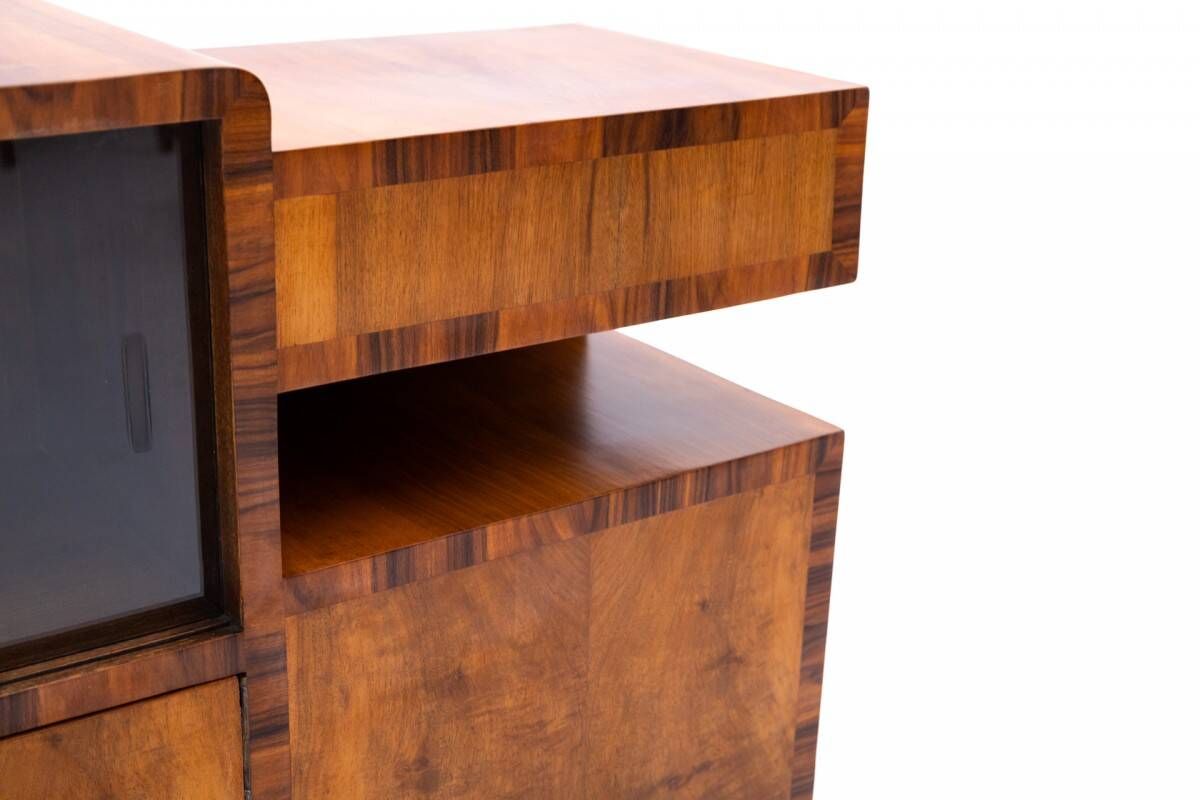 Art Deco-style sideboard, perfect as a TV stand, Poland, 1950s. Restored.