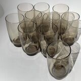 10 70's brown smoked water glasses