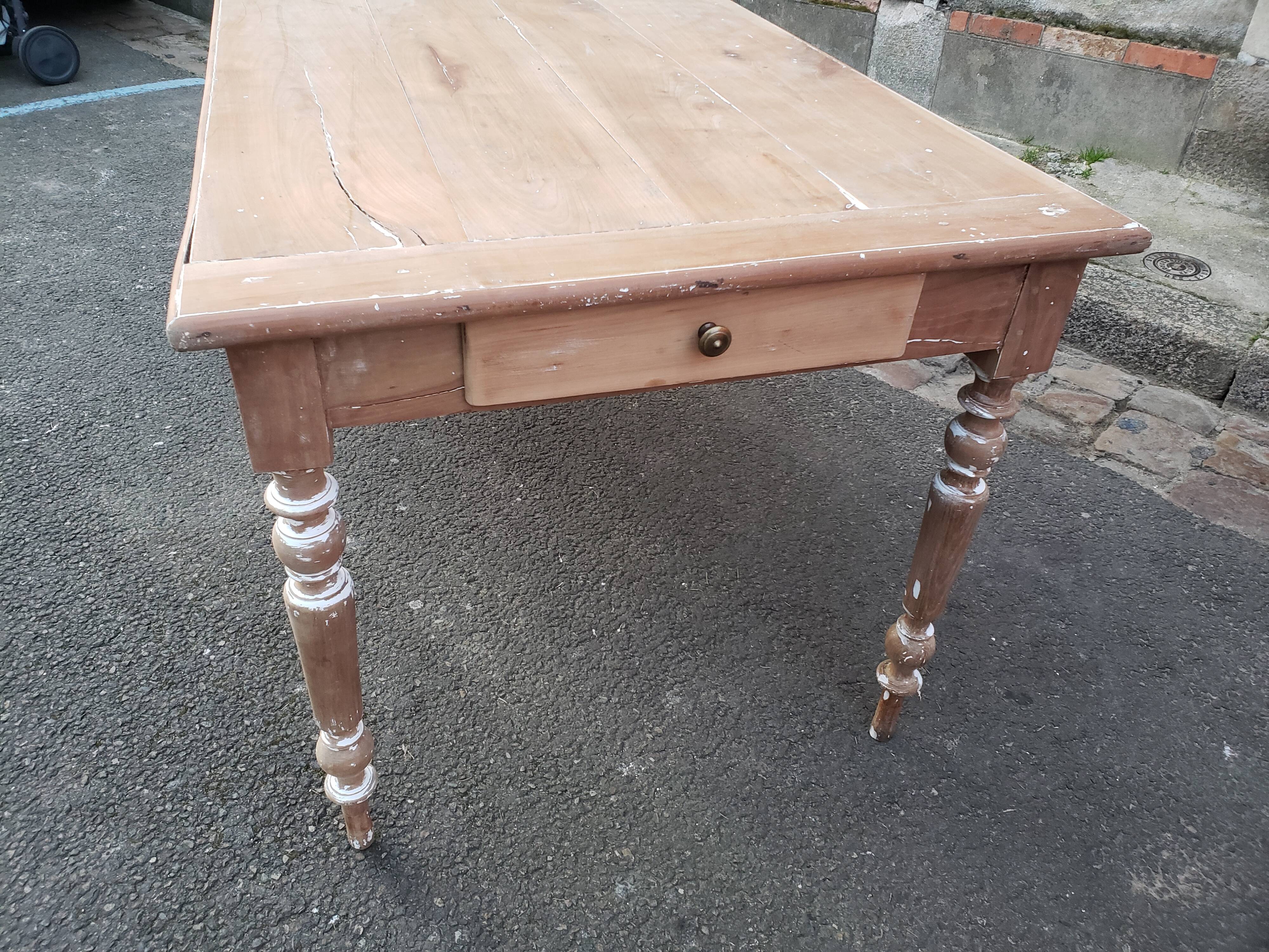 Old patina farm table turned feet
