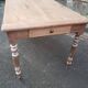Old patina farm table turned feet